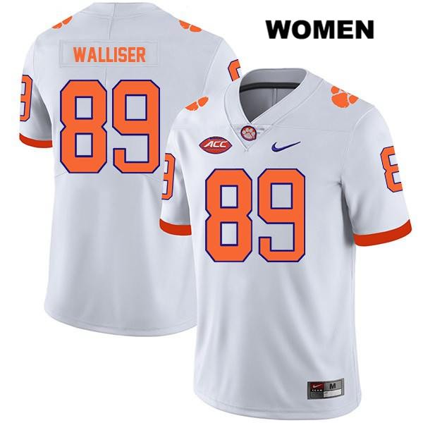 Women's Clemson Tigers #89 Tristan Walliser Stitched White Legend Authentic Nike NCAA College Football Jersey XOF7646XB